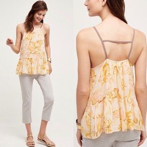 Anthropologie Cross Back Floral Tank
